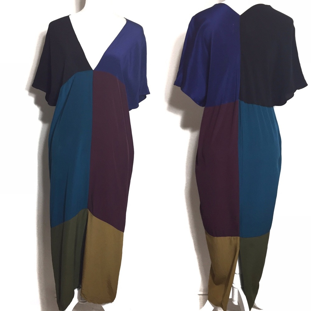 H. Fredriksson • silk colorblock shift dress